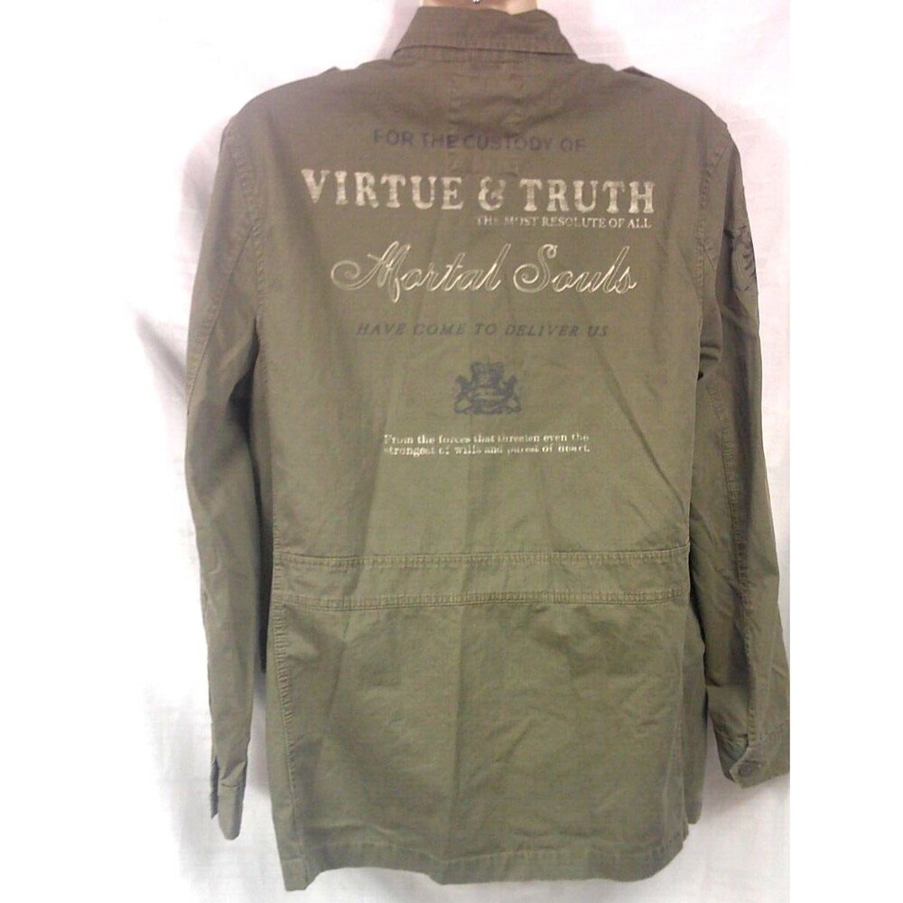 Express Army Jacket Olive Green Virtue and Truth Mortal Souls Men's Size Large